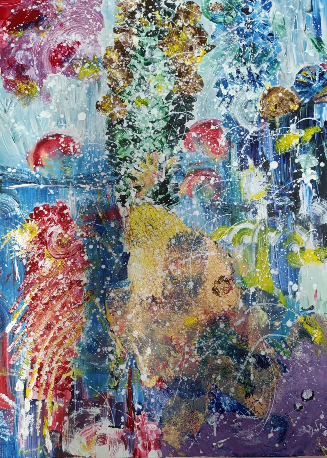 Snow, acrylic painting by Yolanda Gilad, 2024