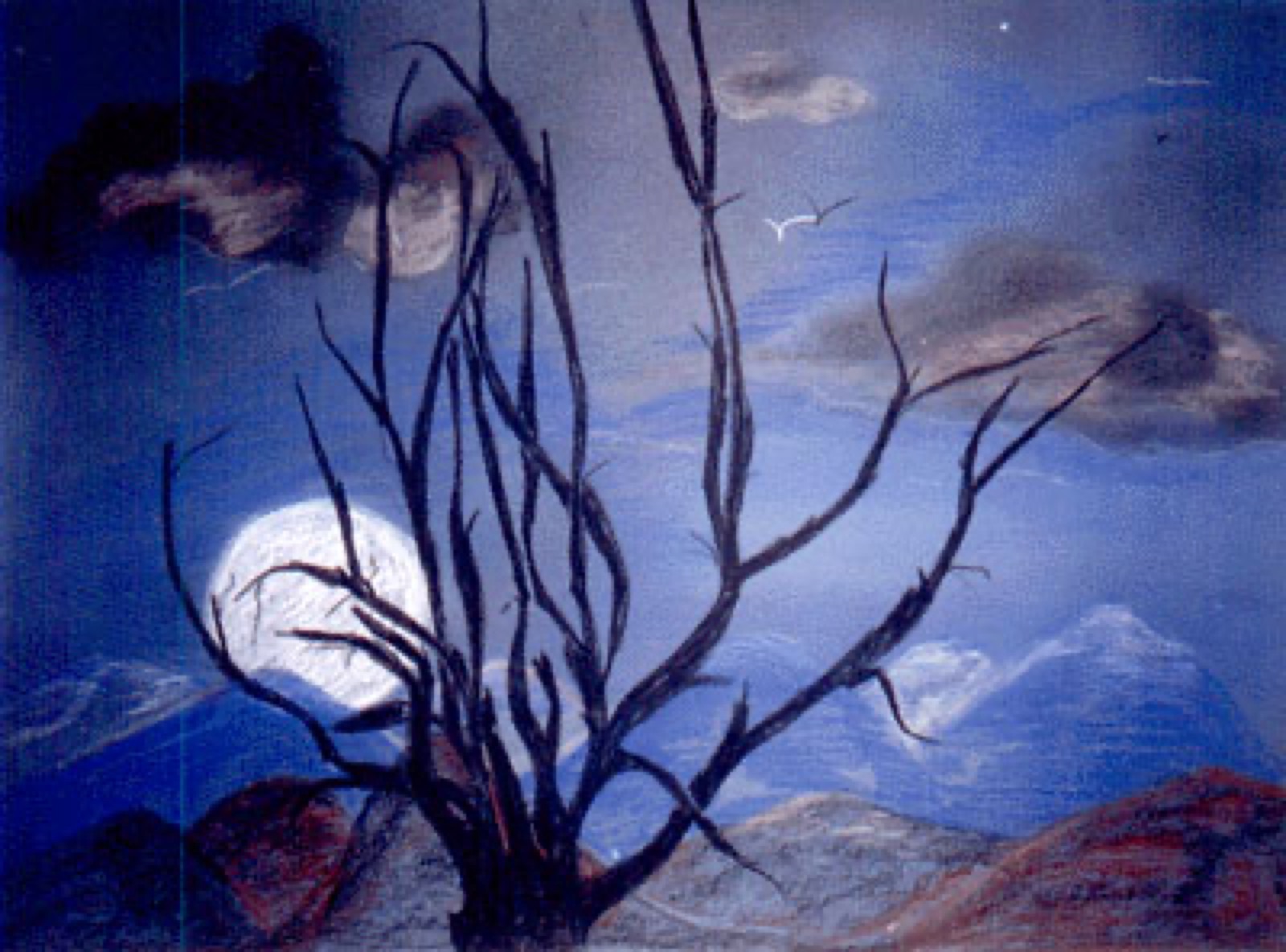 Sunrise on the Mountain, mixed media painting by Yolanda Gilad, 2000