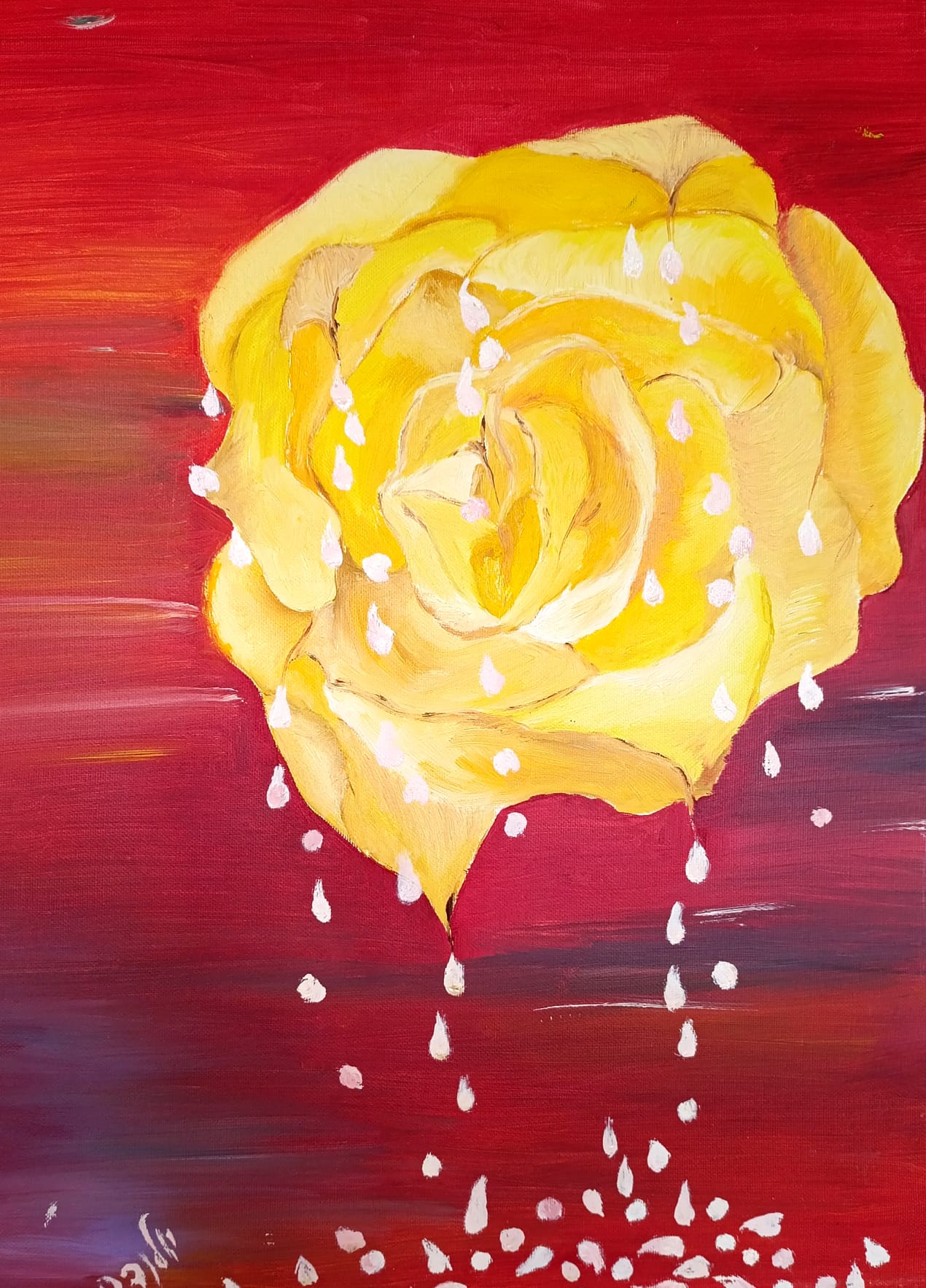 Yellow Rose, oil painting by Yolanda Gilad, 2004